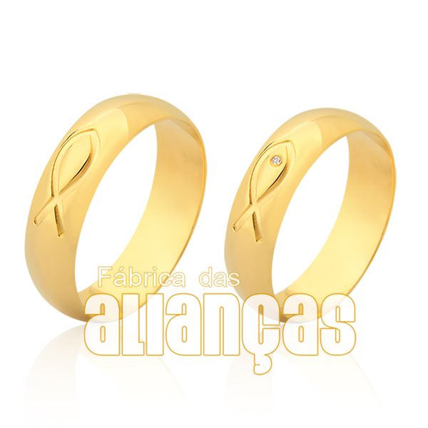 Alianças De Noivado e Casamento Em Ouro Amarelo 18k 0,750 Fa-944 - FA-944 - Fábrica das Alianças
