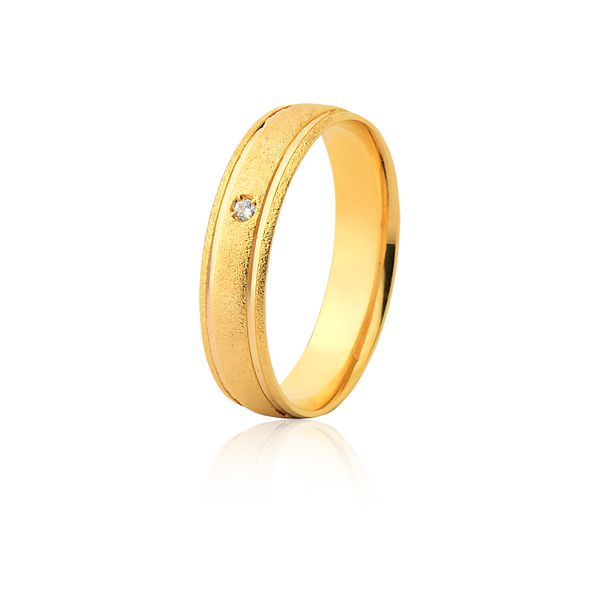 Aliança 01 Diamante 0,01pontos Ouro Amarelo 18k (5,00mm) - FA-1170-f-unit - Fábrica das Alianças