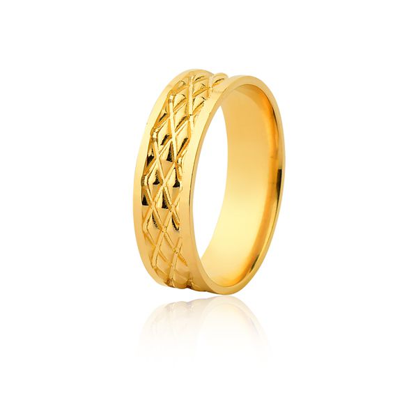 Aliança Ouro Amarelo 18k (6,00mm) - FA-1073-m-unit - Fábrica das Alianças