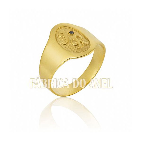 Anel Masculino Em Ouro Amarelo 18k 0,750 A-09