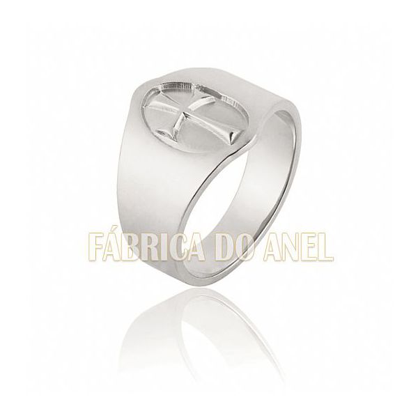 Anel Masculino Em Ouro Branco 18k 0,750 A-13-b - A-13-B - Fábrica das Alianças