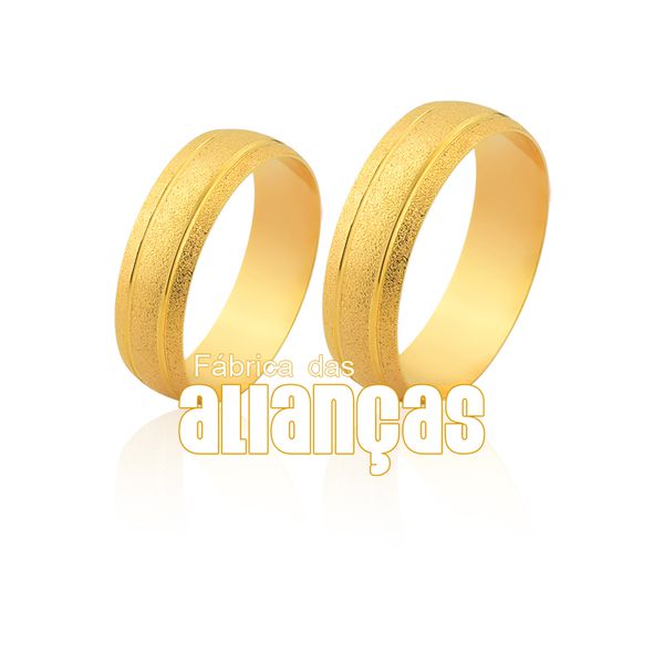 Alianças De Noivado e Casamento Em Ouro Amarelo 18k - FA-1131 - Fábrica das Alianças