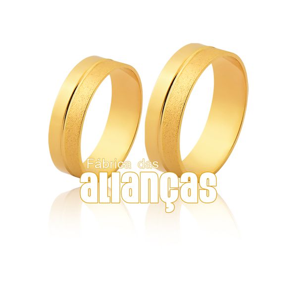 Alianças De Noivado e Casamento Em Ouro Amarelo 18k 0,750 Fa-1134 - FA-1134 - Fábrica das Alianças