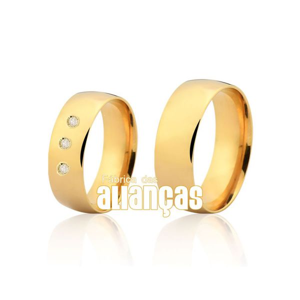 Alianças Meia Cana e Anatomicas De Outo 18k. Acre - FA-165-2 - Fábrica das Alianças