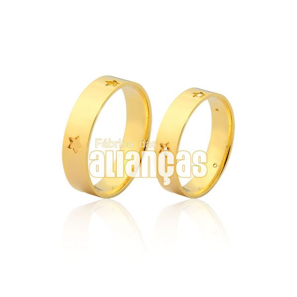 Alianças De Noivado e Casamento Em Ouro Amarelo 18k 0,750 Fa-967