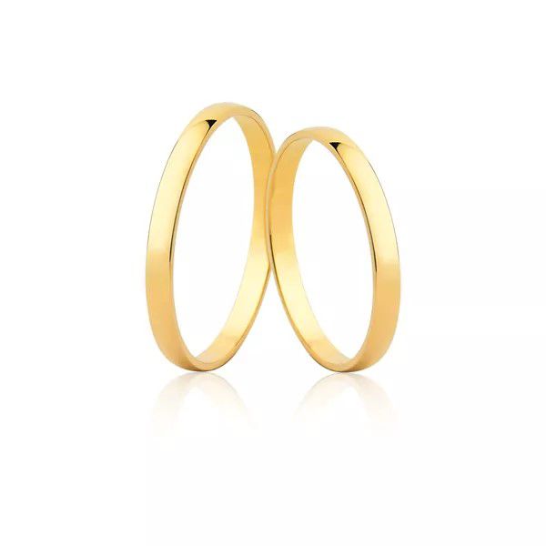 Alianças Meia - Cana em Ouro 6k com 2,00mm de Largura - FA-03-V - Fábrica das Alianças