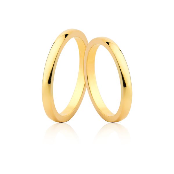 Alianças de Casamento em Ouro 6k Acabamento Interno Reto e Polidos - FA-05-V - Fábrica das Alianças