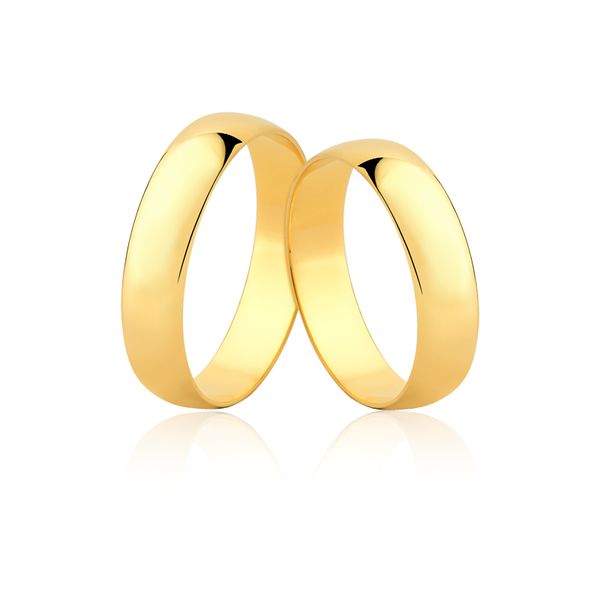 Alianças de Noivado e Casamento em Ouro 6k com 4mm - FA-14-V - Fábrica das Alianças