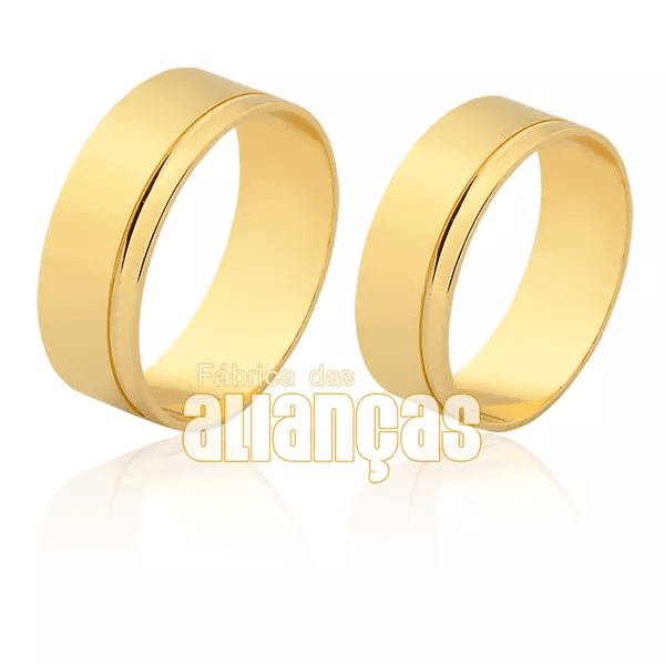 Alianças De Casamento Em Ouro - FA-1533-V - Fábrica das Alianças
