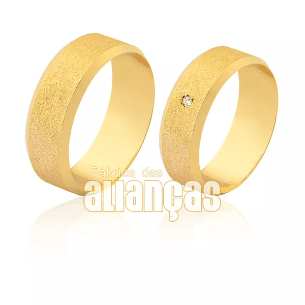 Alianças De Casamento Em Ouro - FA-1595-V - Fábrica das Alianças