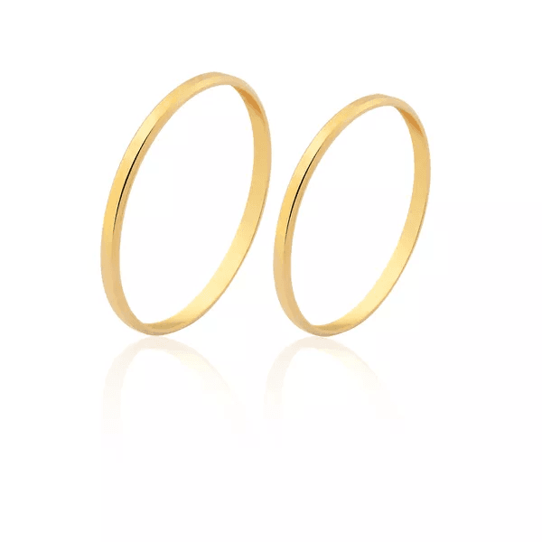 Alianças De Casamento Em Ouro - FA-1609-V - Fábrica das Alianças