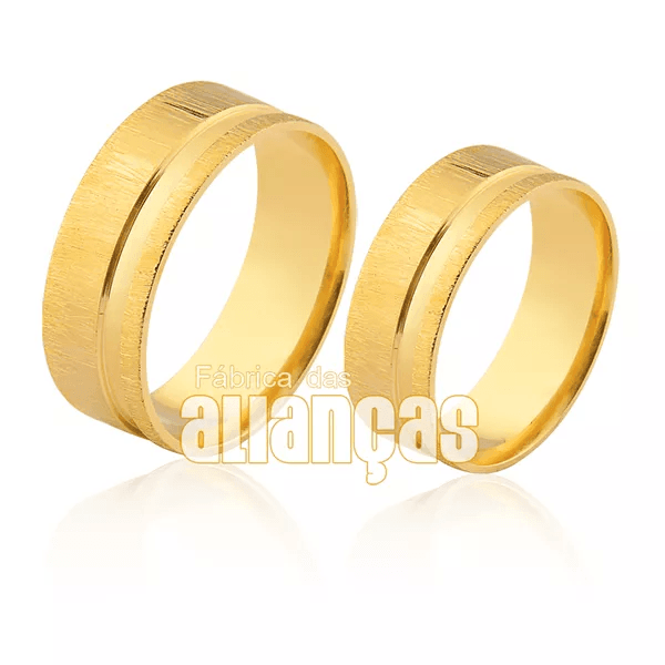 Alianças De Casamento Em Ouro - FA-1109-V - Fábrica das Alianças