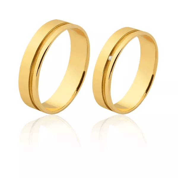 Alianças De Casamento Em Ouro - FA-1115-V - Fábrica das Alianças