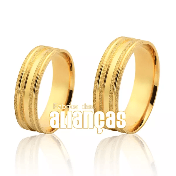 Alianças De Casamento Em Ouro - FA-1126-V - Fábrica das Alianças