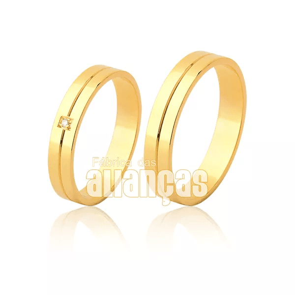 Alianças De Casamento Em Ouro - FA-1149-V - Fábrica das Alianças