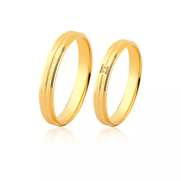 Alianças De Casamento Em Ouro - FA-1157-V - Fábrica das Alianças