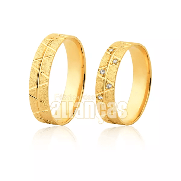 Alianças De Casamento Em Ouro - FA-1168-V - Fábrica das Alianças