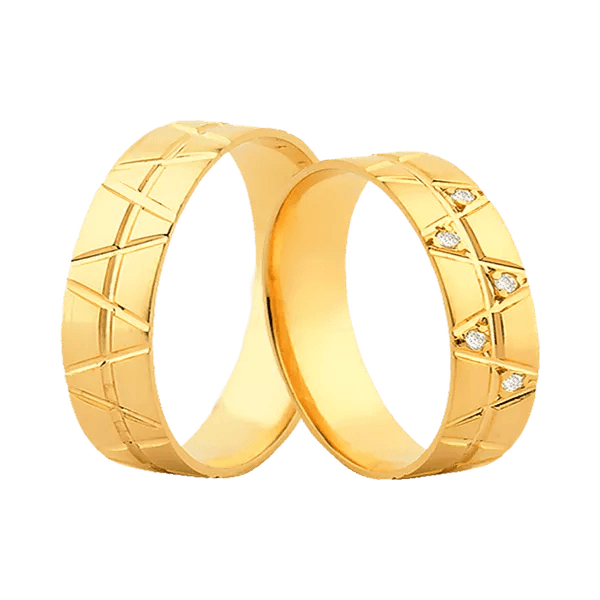 Alianças De Casamento Em Ouro - FA-1169-V - Fábrica das Alianças