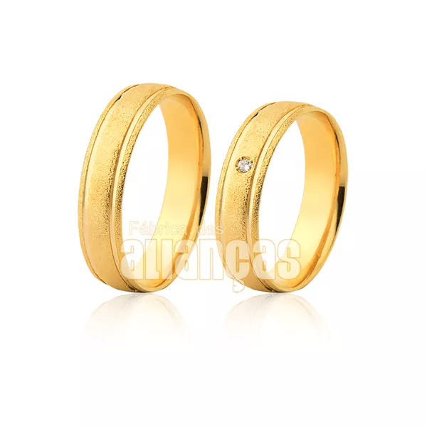 Alianças De Casamento Em Ouro - FA-1170-V - Fábrica das Alianças