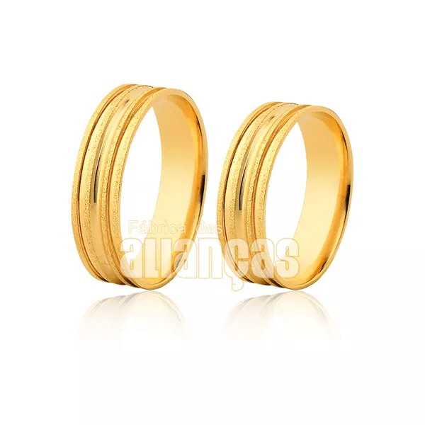Alianças De Casamento Em Ouro - FA-1174-V - Fábrica das Alianças