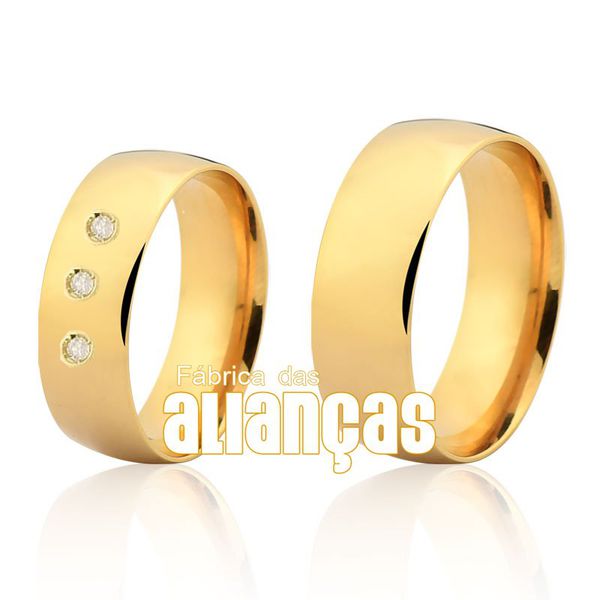 Alianças De Casamento Em Ouro - FA-165-2-V - Fábrica das Alianças