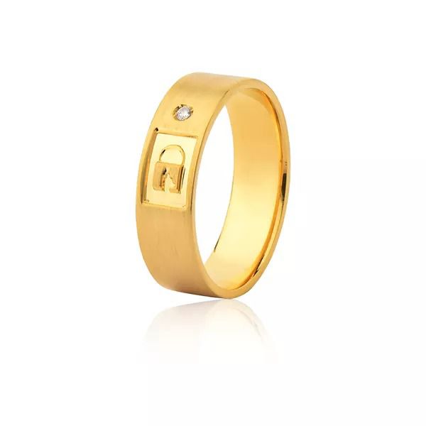 Aliança com diamante de 0,01 ponto levemente anatômica - FA-1071-f-unit - Fábrica das Alianças