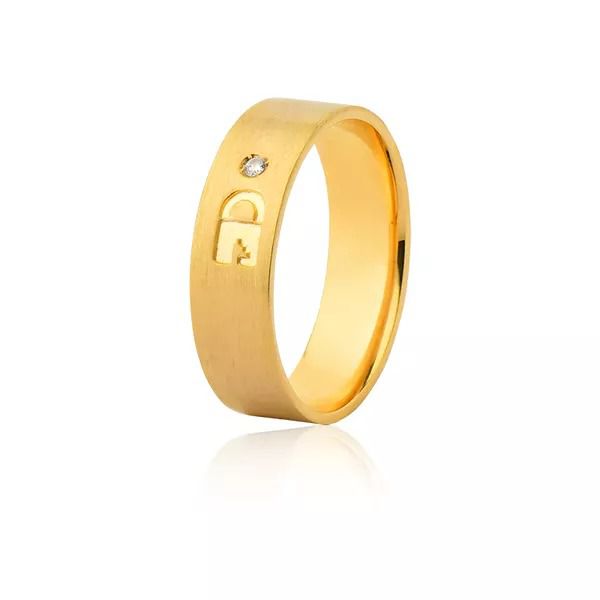 Aliança em ouro 18k personalizada com cadeado - FA-1070-f-unit - Fábrica das Alianças