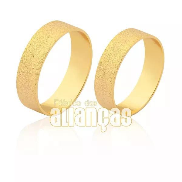 Alianças diamantadas com 5mm acabamento interno reto - FA-1574 - Fábrica das Alianças