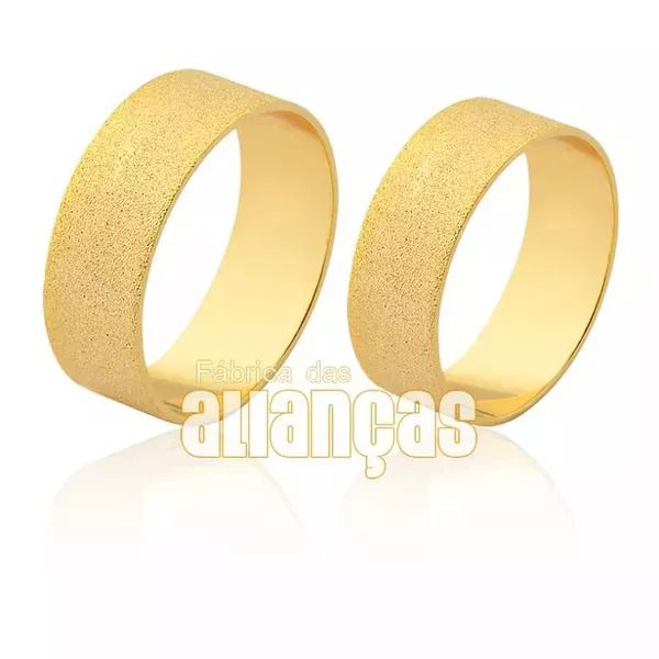 Alianças em ouro 18k diamantadas acabamento interno reto com 7mm - FA-1577 - Fábrica das Alianças
