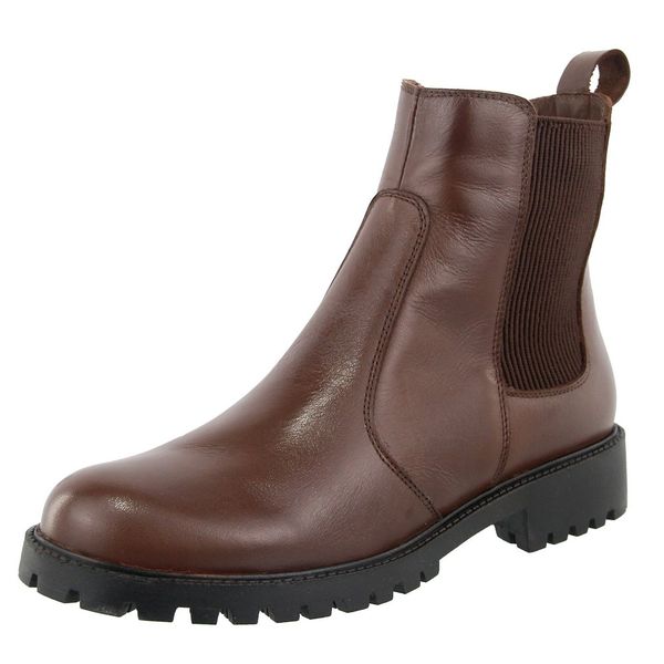 Bota Moscou Chelsea Couro Fácil Calce Tratorado Chocolate