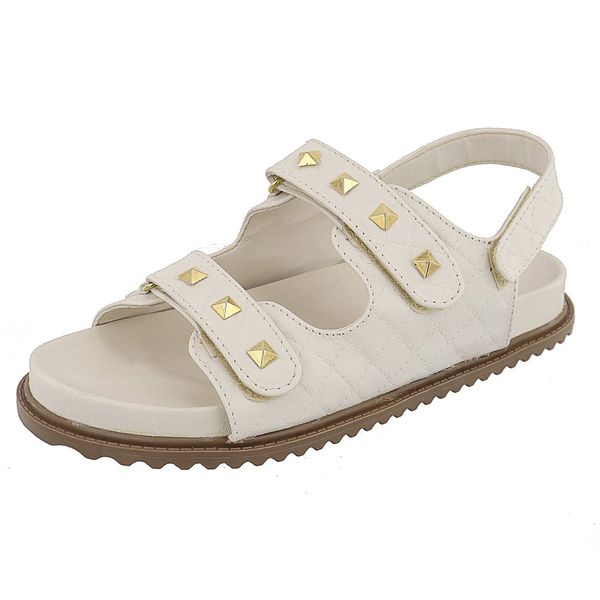 Papete Egito Ajuste Velcro Enfeite OffWhite