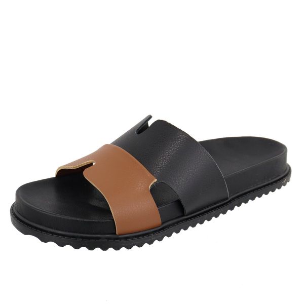 Papete Califórnia Rasteira Básica Duo Preto/Caramelo