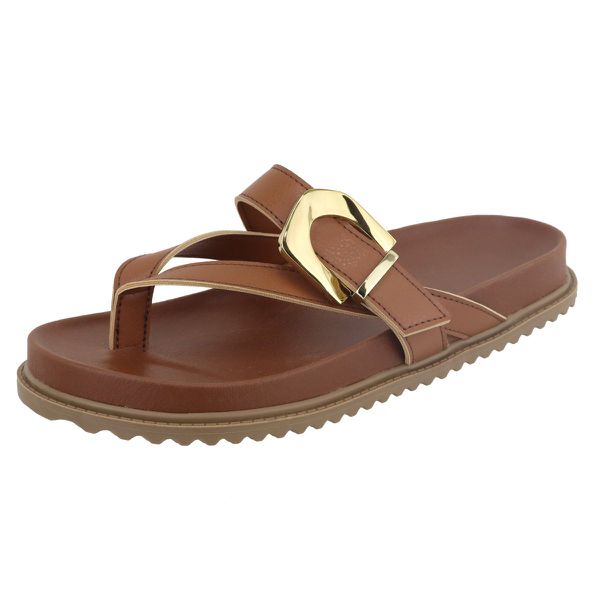 Papete Bora Bora Rasteira Toe Tiras Caramelo