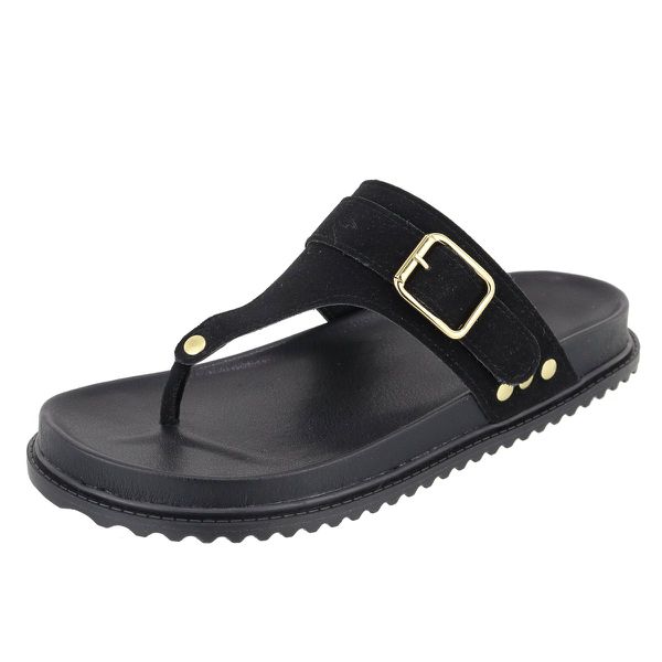 Papete Blu Rasteira Toe Camurça Preto