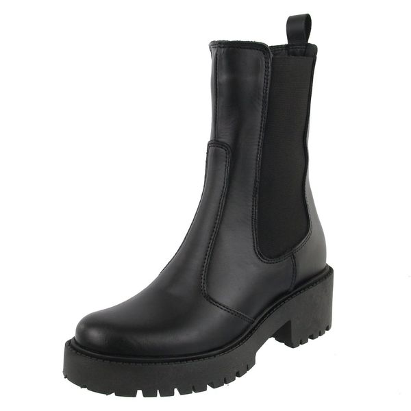 Bota Curitiba Elástico Couro Cano Médio Preto
