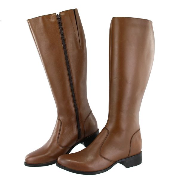 Bota Montaria Canela Couro Liso Zíper Conhaque