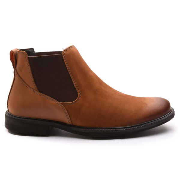 Botina em Couro Masculina Vintage Cromo Oil Cacau 
