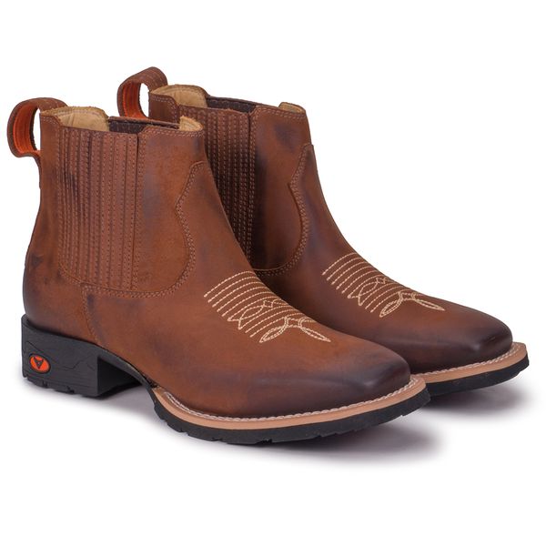 Botina Country em Couro Masculina Stone Terracota