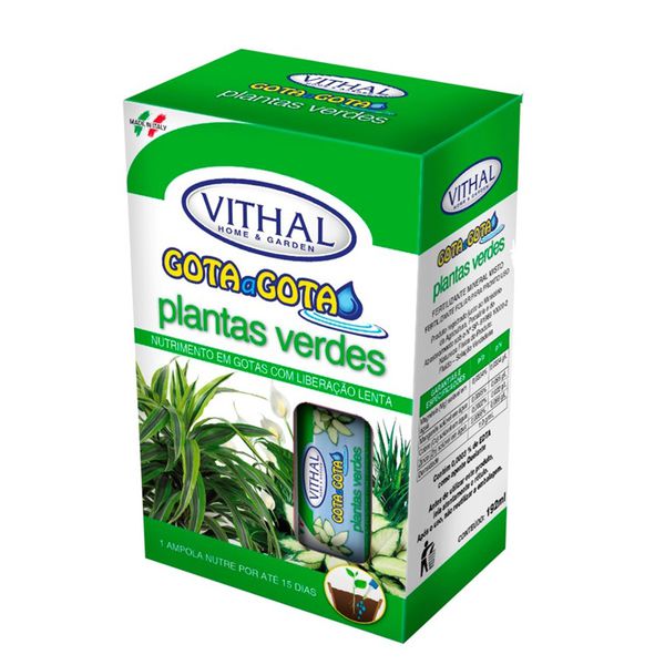 Fertilizante Gota a Gota para plantas verdes com 6 ampolas Vithal
