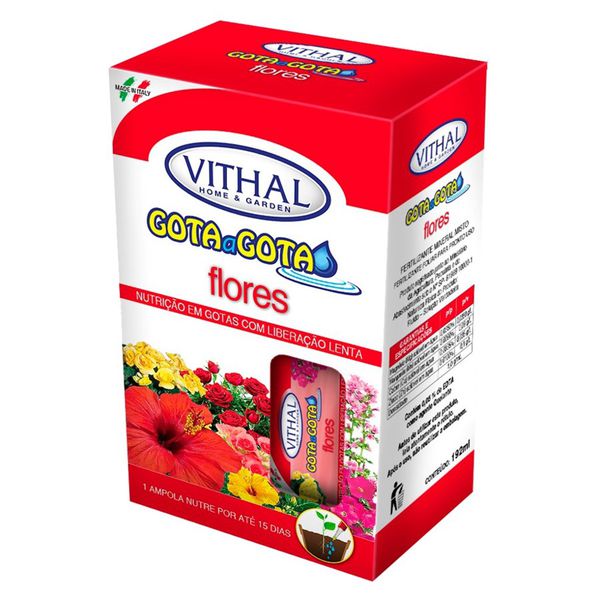 Fertilizante Gota a Gota para flores Com 6 ampolas Vithal