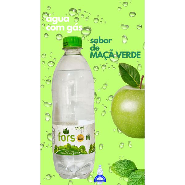 Água com Gás Saborizada Sabor Maçã Verde 510ml 12 Unidades - Fors - Fardo Fechado