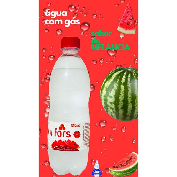 Água com Gás Saborizada Sabor Melancia 510ml 12 Unidades - Fors- Fardo Fechado