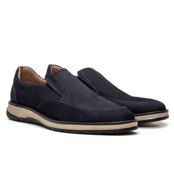 Sapato Masculino Casual Couro Azul Marinho
