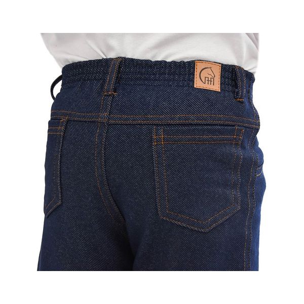 Calça Imitando Jeans Infantil Masculina Malha / Cotton Costura dourada/Azul-marinho
