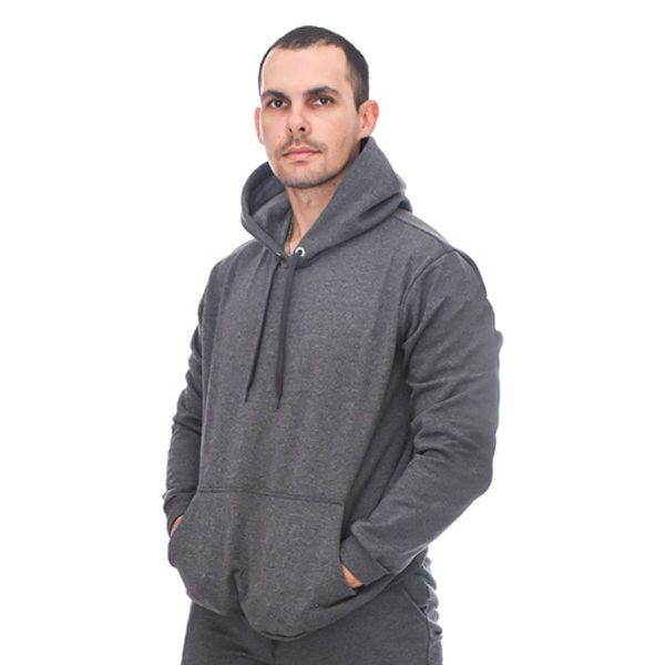 Blusa De Moletom Liso Adulto Canguru Com Capuz Grafite