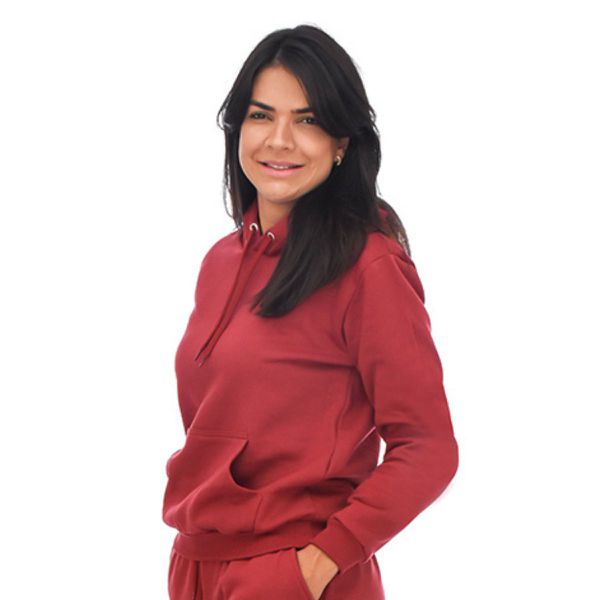 Blusa De Moletom Liso Adulto Canguru Com Capuz Vinho