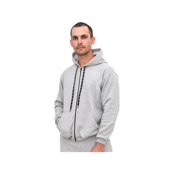 Blusa De Moletom Adulto C/ Zíper Jaqueta Cinza