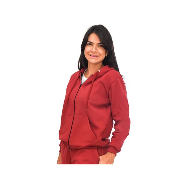 Blusa De Moletom Adulto C/ Zíper Jaqueta Vinho