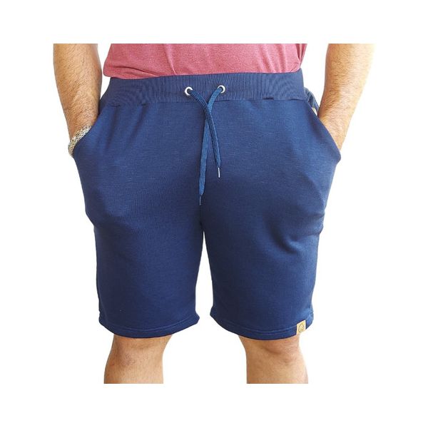 Bermuda Masculina Moletom Leve Com Elástico Cordão Ajustável Azul-marinho