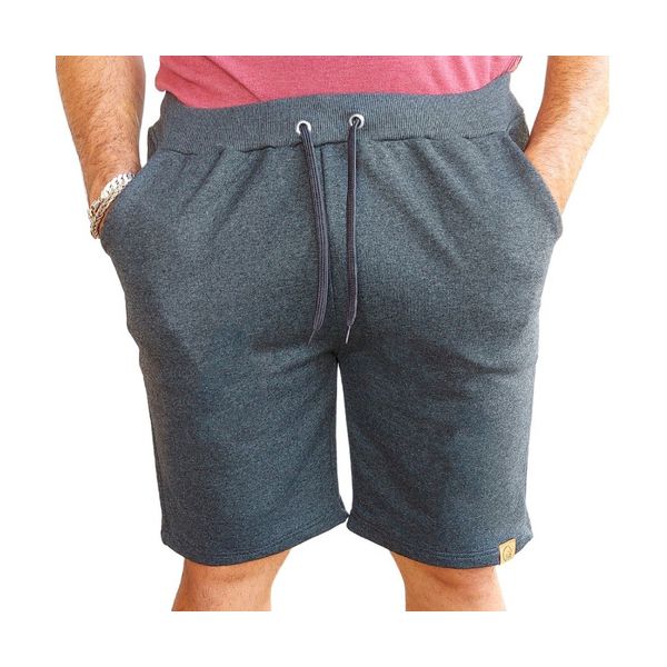 Bermuda Masculina Moletom Leve Com Elástico Cordão Ajustável Chumbo